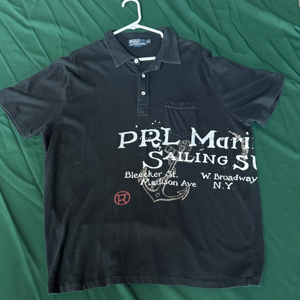 Vintage Polo Ralph Lauren PRL Marine Sailing Polo Shirt XXL Nautical Graphic